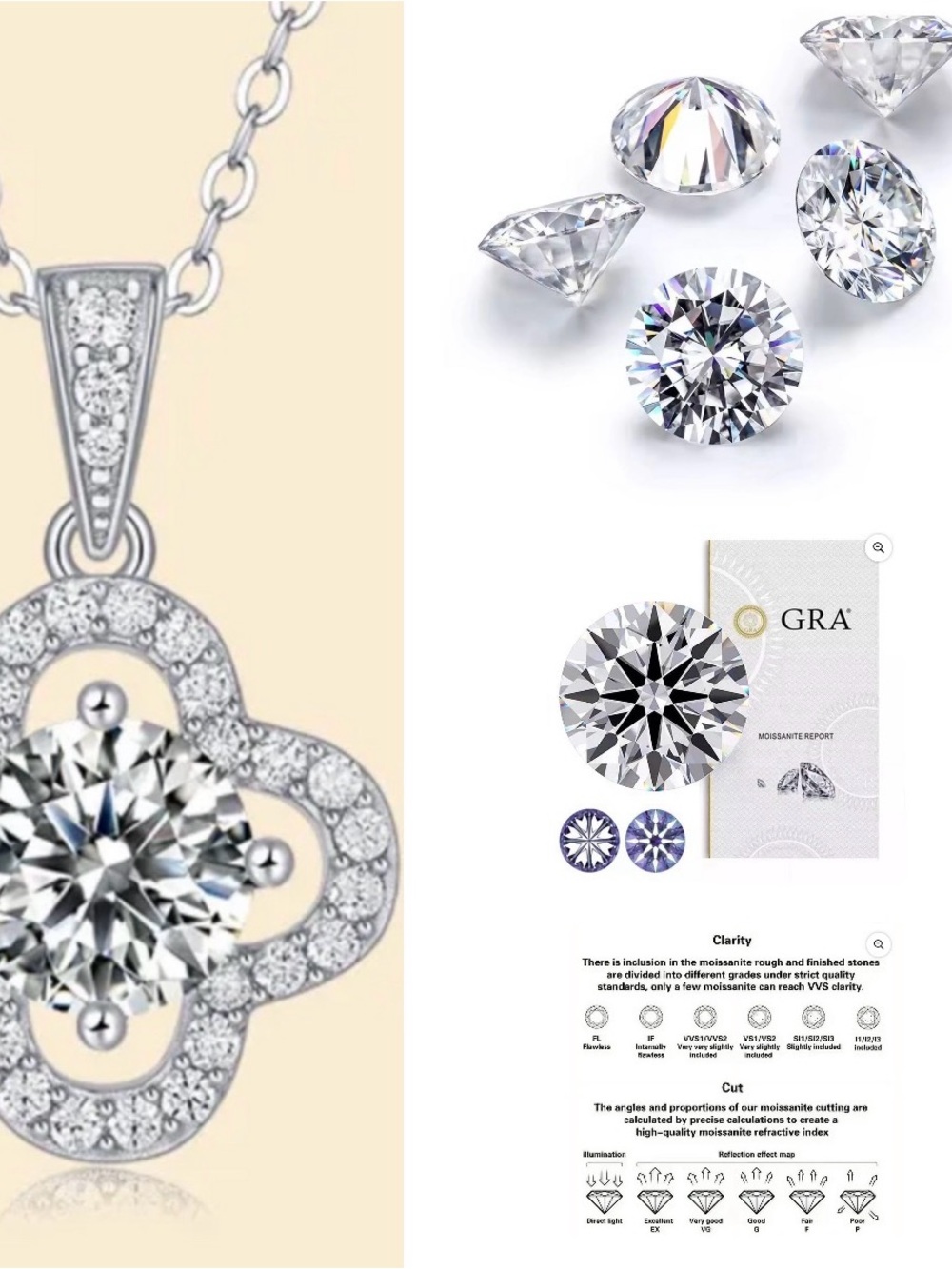 Silver Floral Halo Necklace with White Crystal Center